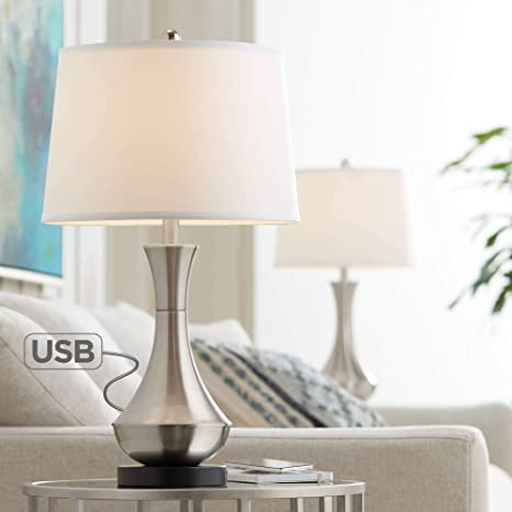 Simon Modern Table Lamps Set of 2 with Hotel Style USB Charging .