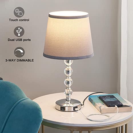 USB Touch Bedside Lamp, Kakanuo 3-Way Dimmable Nightstand .