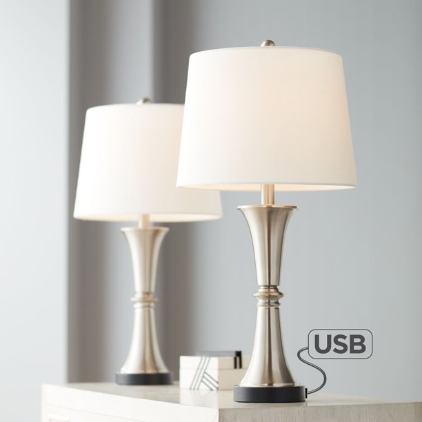 360 Lighting Modern Table Lamps Set of 2 with USB Port LED Touch .