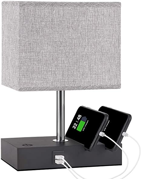 Touch Control Bedside Lamp with 2 USB Ports, Aooshine Fully .