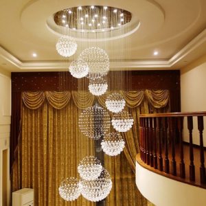 China Modern Flush Mounted Staricase LED Raindrop Crystal Ball .