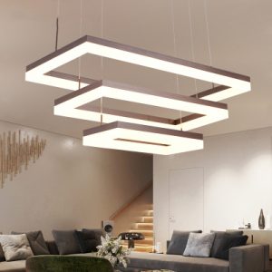 Modern Adjustable Pendant Lighting Frosted LED Rectangular .