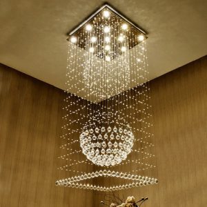 LED Modern Chandeliers K9 Crystal Square Long Chandelier Light .