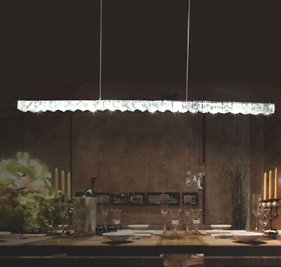 Modern 55" LED Crystal Long Bar Dining Room Pendant Chandelier .