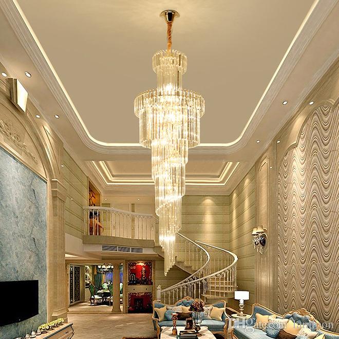 Modern Luxury Large Gold Pendant Crystal Chandelier Lighting .