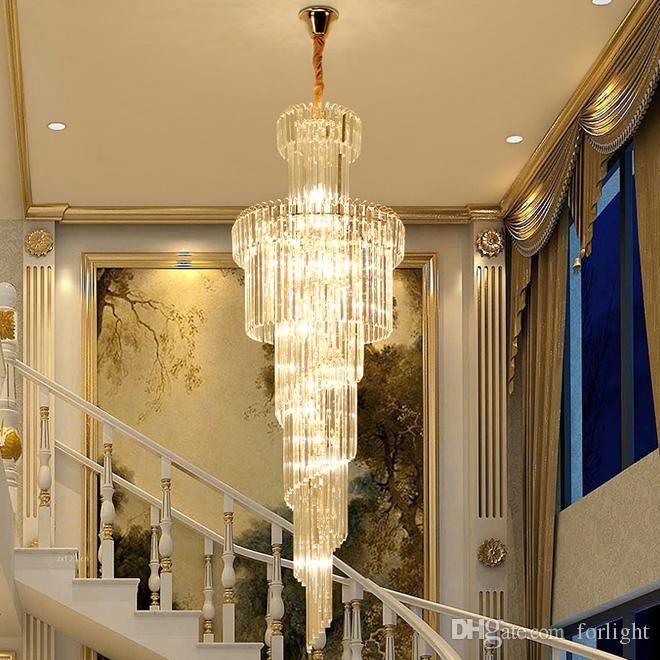 Modern Luxury Large Gold Pendant Crystal Chandelier Lighting .