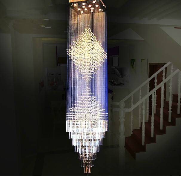 Top Luxury Long Modern Chandelier K9 Crystal 2 Squares Design .