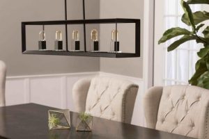 Modern Farmhouse 5 Light Matte Black Long Chandelier – James+Jam