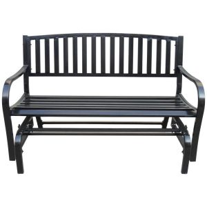 Maypex 4 ft. Outdoor Patio Steel Glider Porch Chair Loveseat Bench .