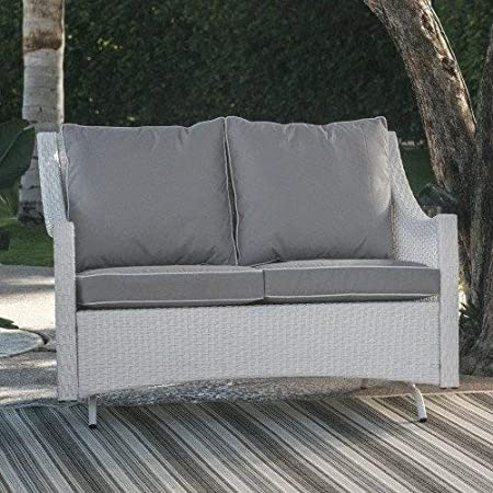 Amazon.com : All Weather Wicker Patio Loveseat Glider with Cushion .
