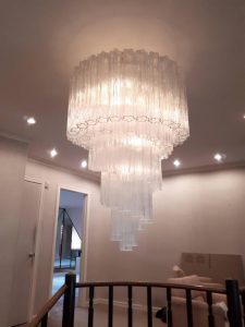 1960s , Early Venini ' Tronchi ' Massive Waterfall Chandelier .