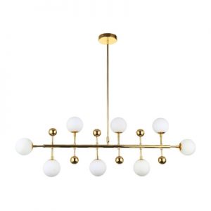 Cream Glass LED Linear Chandeliers with Metal Ball Decoration .