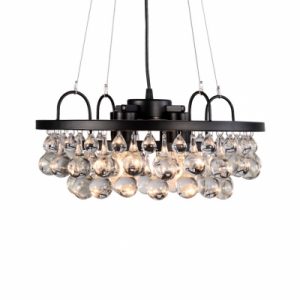 Traditional Ring Ceiling Pendant Metal Black Chandelier with Clear .