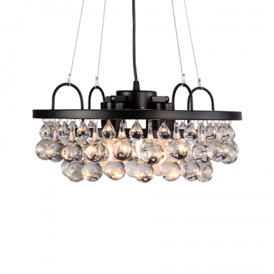 Traditional Ring Ceiling Pendant Metal Black Chandelier with Clear .