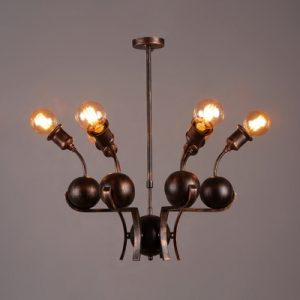 Industrial Copper Chandelier with Metal Ball 7 Lights Ceiling .