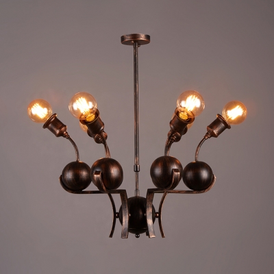 Industrial Copper Chandelier with Metal Ball 7 Lights Ceiling .