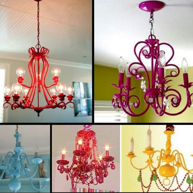Paint an old metal chandelier for a fresh, updated look. | Painted .