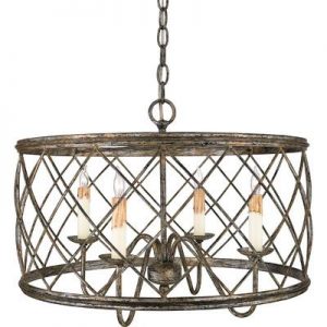 Quoizel Dury 4 Light Drum Pendant in Met