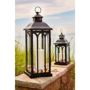 Hampton Bay 30 in. Black Metal Lantern HD16007XL - The Home Dep