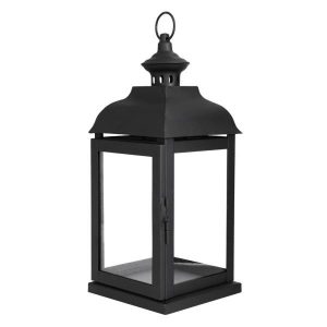 Hampton Bay 14 in. Traditional Black Steel Outdoor Patio Lantern .