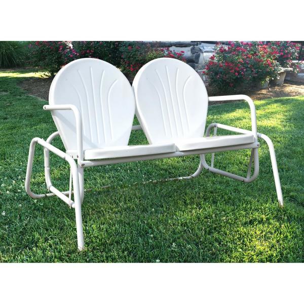 AmeriHome Double Seat Glider Patio Chair for Indoor/Outdoor Use .