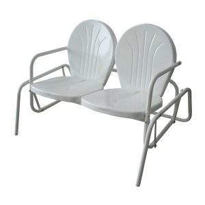 Ebern Designs Herrell Metal Powder Coat Double Seat Glider Bench .