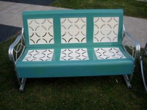 Vintage Retro Patio Furniture 1950's Aluminum Metal Glider Rocker .