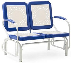 Amazon.com: Retro Vintage Style Blue White Metal Patio Glider .