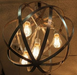 Industrial Sphere Orb Chandelier Stainless Steel Metal strap Globe .