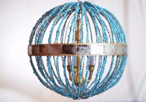 Zoran - 2 Light White Turquoise Open Chandelier | Au Courant Interio