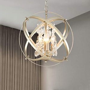 Modern Crystal Chandelier 4 Lights Industrial Metal Spherical .