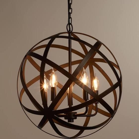 wooden sphere chandelier … | Orb chandelier, Farmhouse lighting .