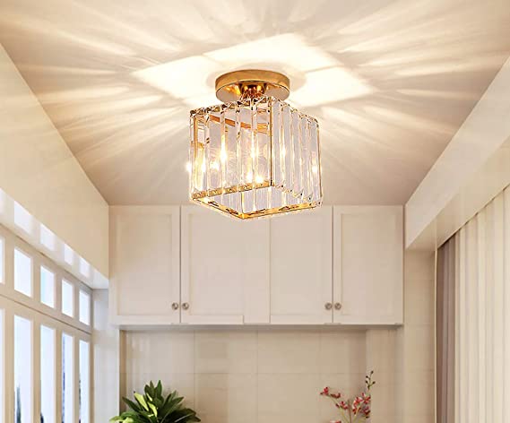 Crystal Ceiling Light Fixture Flush Mount Mini Chandelier Modern .