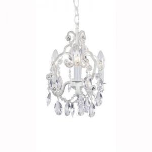 Savy Bathroom- $56; Hampton Bay 3-Light White Mini Chandelier .