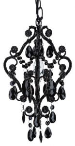 Mini 1-Light Crystal-Beaded Nursery Chandelier, Black, Tiffany .