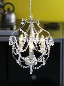 KRISTALLER Chandelier, 3-armed, silver-colour/glass, silver-colour .