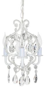 Tiffany 3-Light Mini Beaded Crystal Chandelier, White .