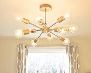 Small modern Brushed/Chrome brass 12 lights chandelier - Modern .