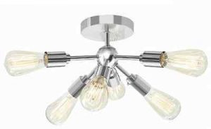 Modern Starburst Sputnik Chandelier 6-Light Brushed Nickel, Mini .