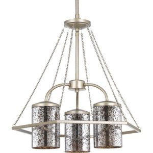 Progress Lighting Indi Collection 3-Light Silver Ridge Chandelier .