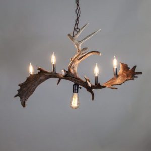 Ouzel Falls Modern Antler Chandelier, Industrial Rustic, Small .