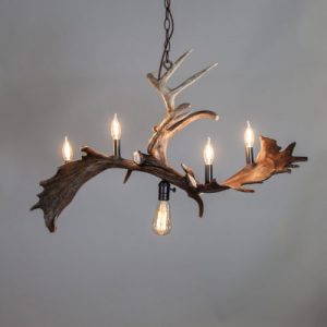 Ouzel Falls Modern Antler Chandelier, Industrial Rustic, Sma