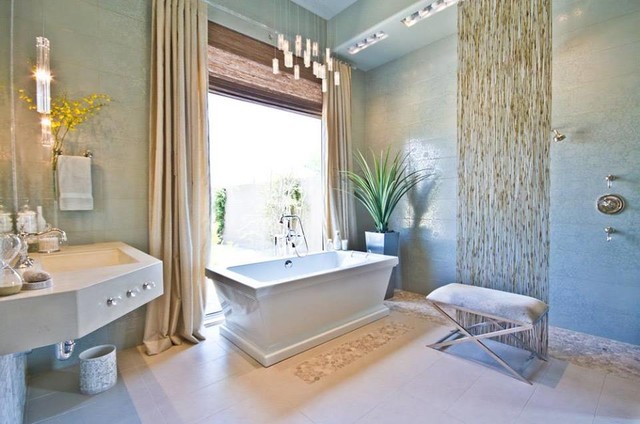 Elegant chandelier - Rain drops pendants - Modern - Bathroom .