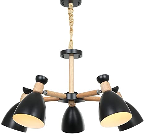 Nurluce Modern Chandeliers 5 Lights Black Pendant Ceiling Lamps .