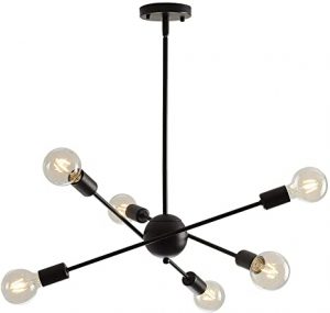 KIRIN Modern Sputnik Chandelier Lighting 6 Lights Black Chandelier .