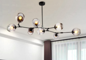 8 Multi Globe Modern Black Chandelier, Smokey Grey Globes | Modern .