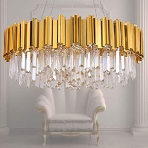 MEELIGHTING Raindrop Gold Plated Modern Crystal Chandelier Lights .