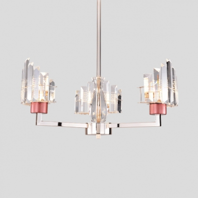 Contemporary Chrome Chandelier Light with Clear Crystal Shade 3/5 .