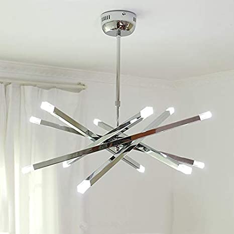 Modern Chrome Rod Star LED Pendant Lamp Ceiling Hanging Chandelier .