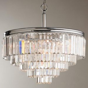 Modern Faceted Glass Layered Chandelier - Convertible | Modern .